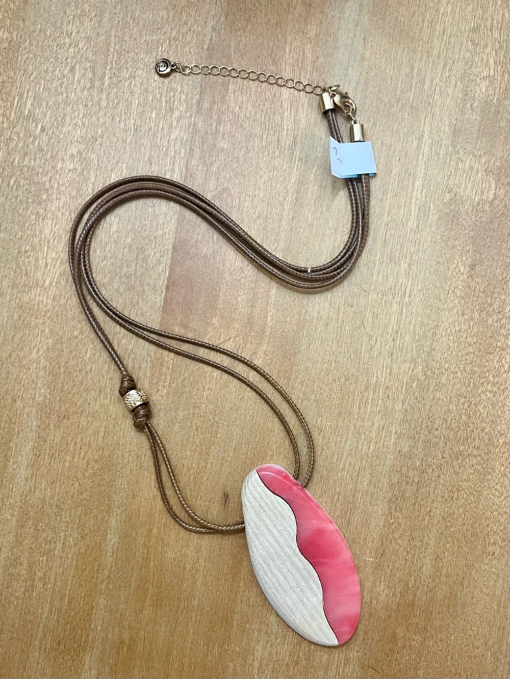 Pink and Cream Organic Pendant Necklace